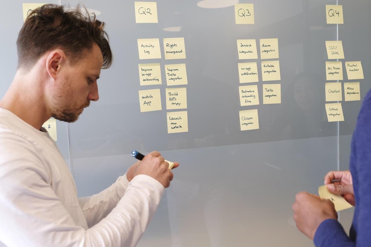 Kanban board having tasks added to it